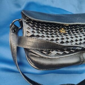 Etienne Aigner Black Woven Crossbody Bag